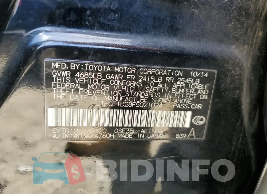 JTHCF1D28F5021024 Photo# 13