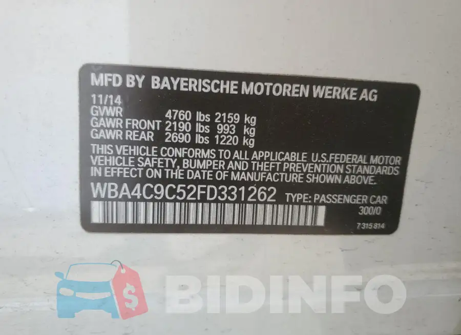 WBA4C9C52FD331262 Photo# 13