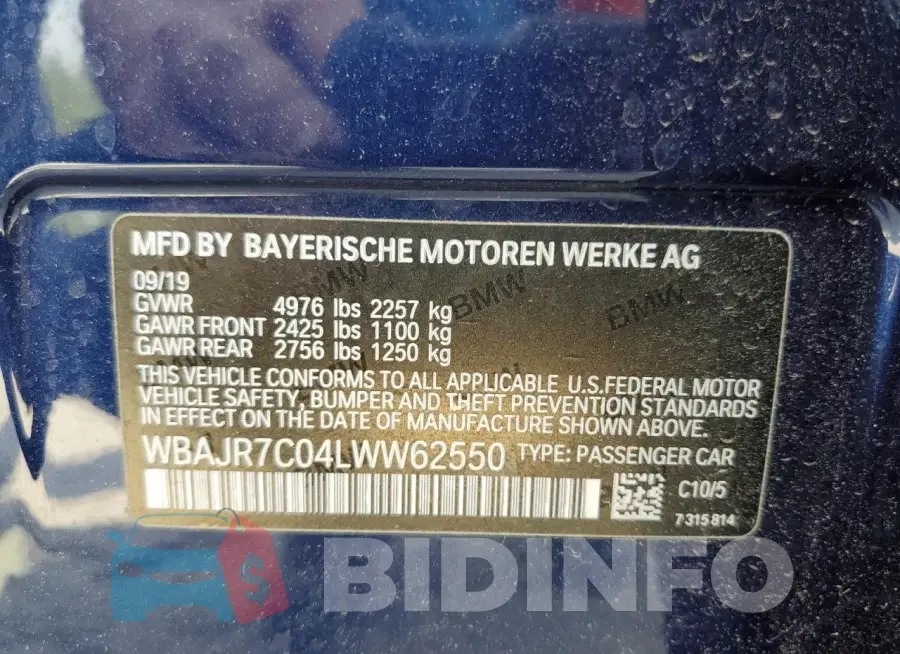 WBAJR7C04LWW62550 Photo# 12