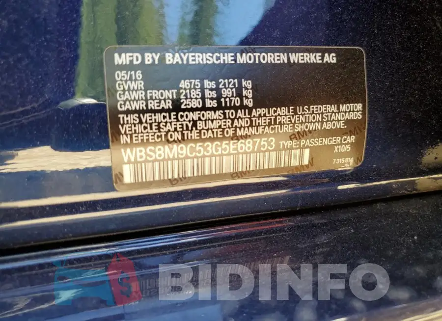 WBS8M9C53G5E68753 Photo# 13
