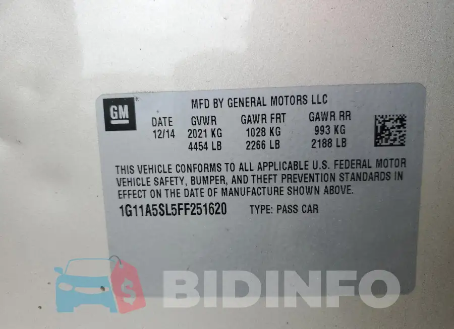 1G11A5SL5FF251620 Photo# 12