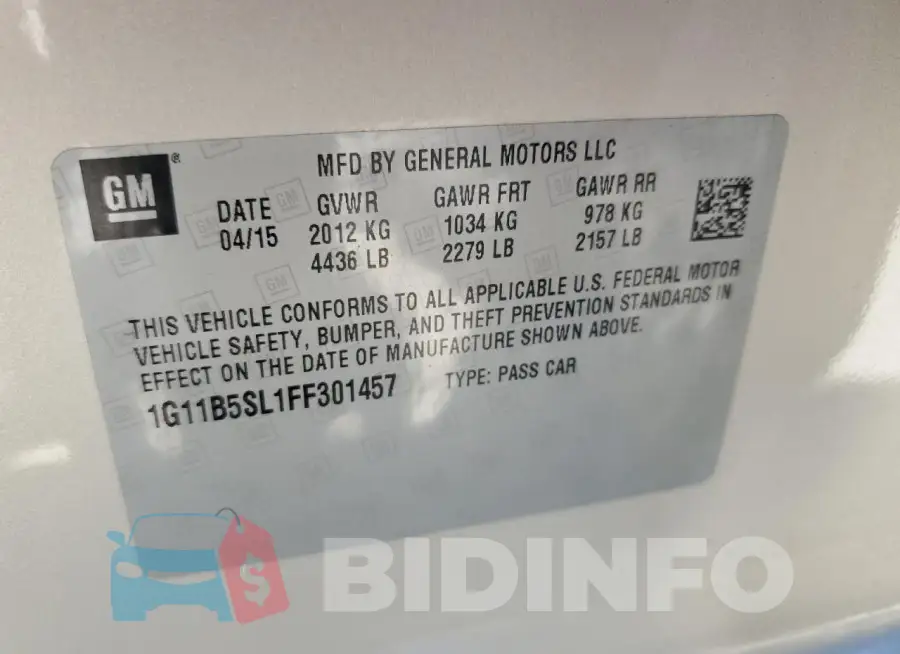 1G11B5SL1FF301457 Photo# 12