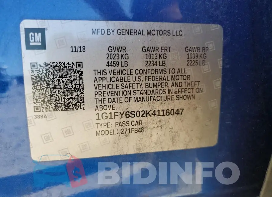 1G1FY6S02K4116047 Photo# 13