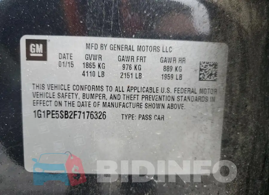 1G1PE5SB2F7176326 Photo# 13