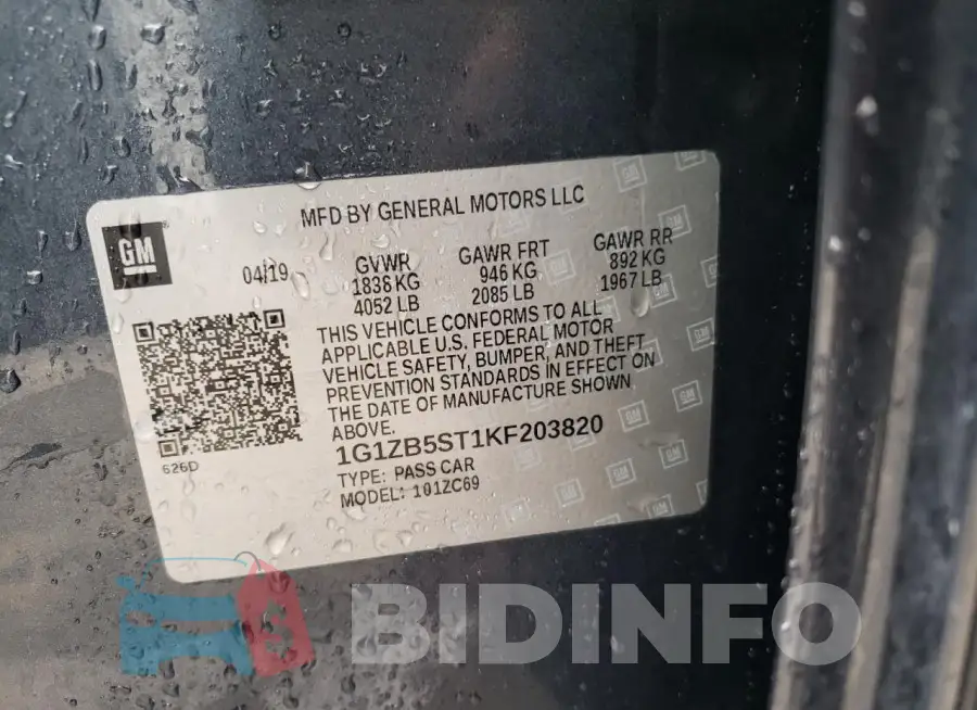 1G1ZB5ST1KF203820 Photo# 12