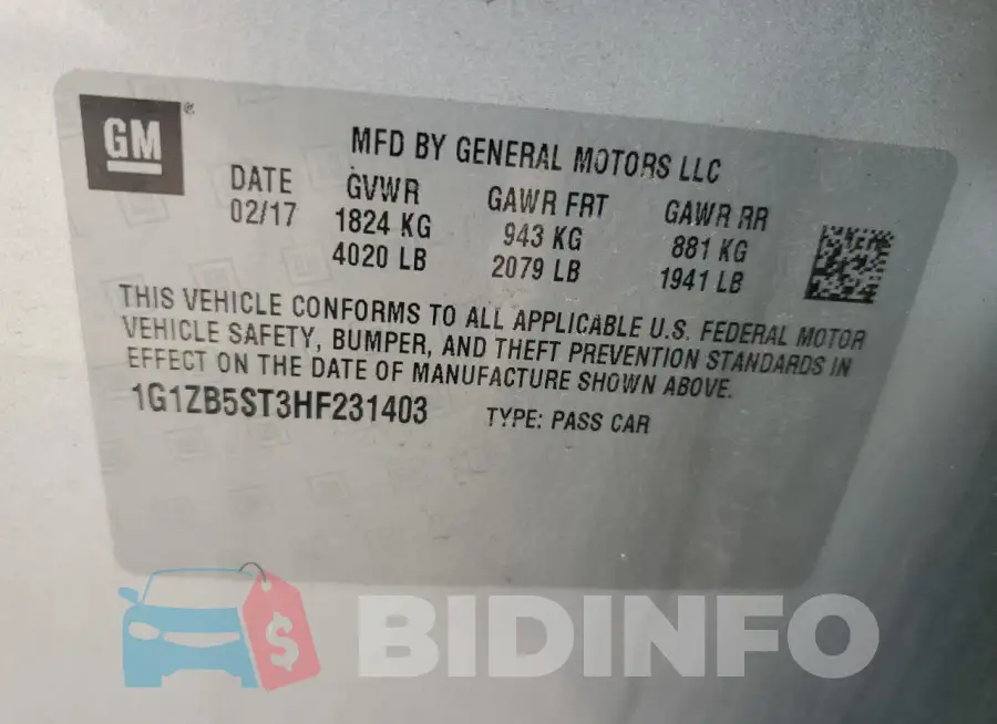 1G1ZB5ST3HF231403 Photo# 12