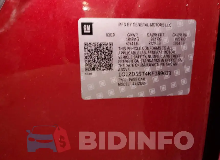 1G1ZD5ST4KF189633 Photo# 13