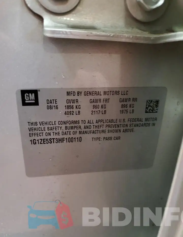 1G1ZE5ST3HF100110 Photo# 13