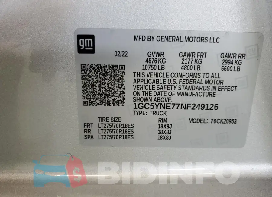 1GC5YNE77NF249126 Photo# 13