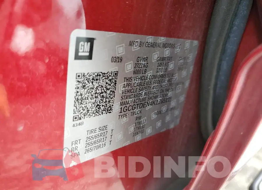 1GCGTDEN4K1265115 Photo# 12