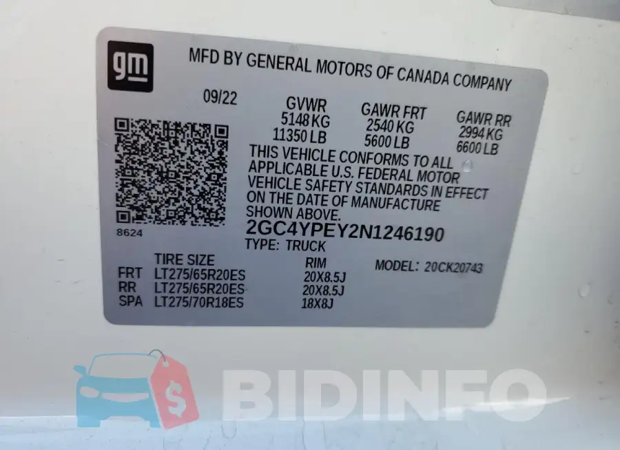 2GC4YPEY2N1246190 Photo# 12