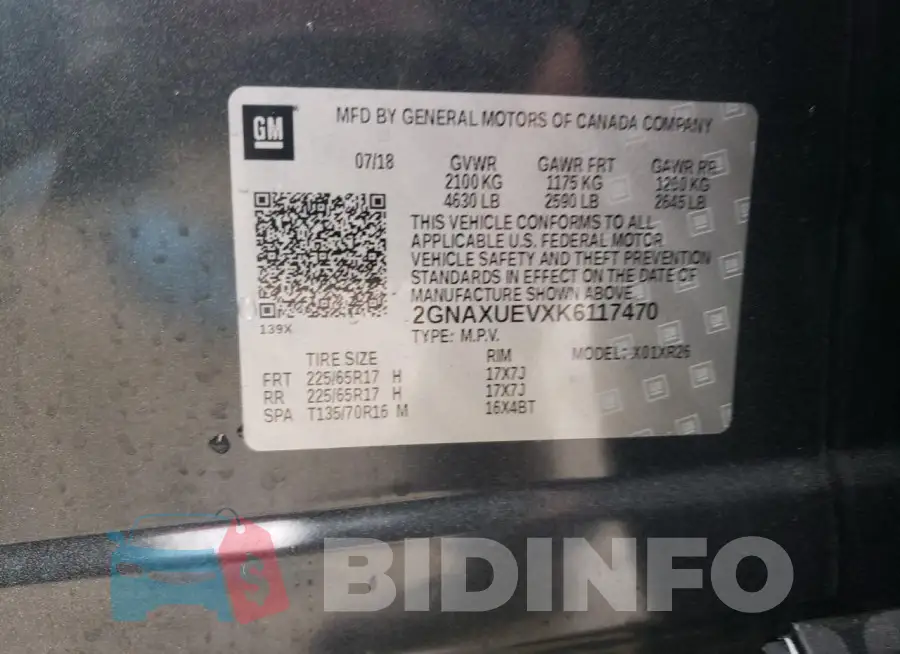 2GNAXUEVXK6117470 Photo# 13