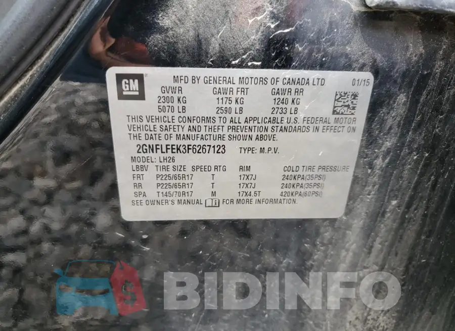 2GNFLFEK3F6267123 Photo# 13