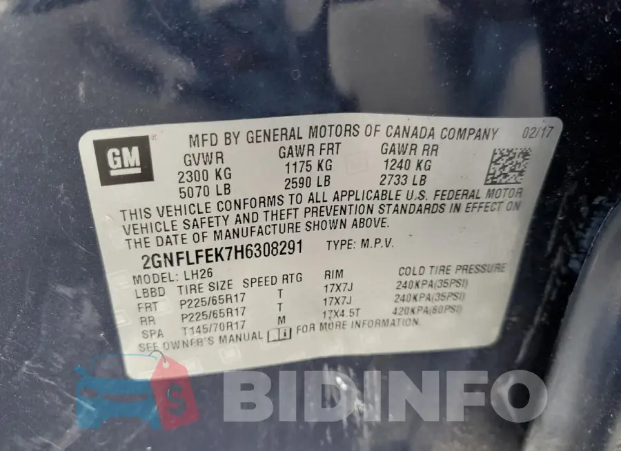 2GNFLFEK7H6308291 Photo# 13