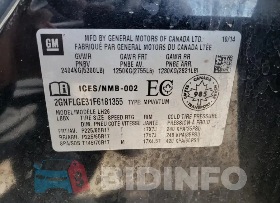 2GNFLGE31F6181355 Photo# 12