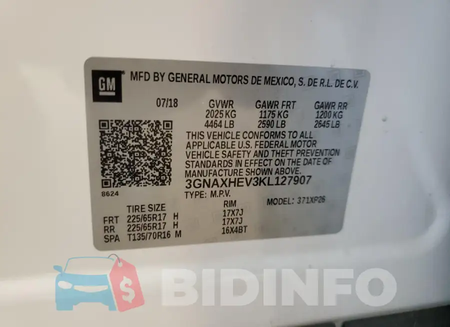 3GNAXHEV3KL127907 Photo# 13