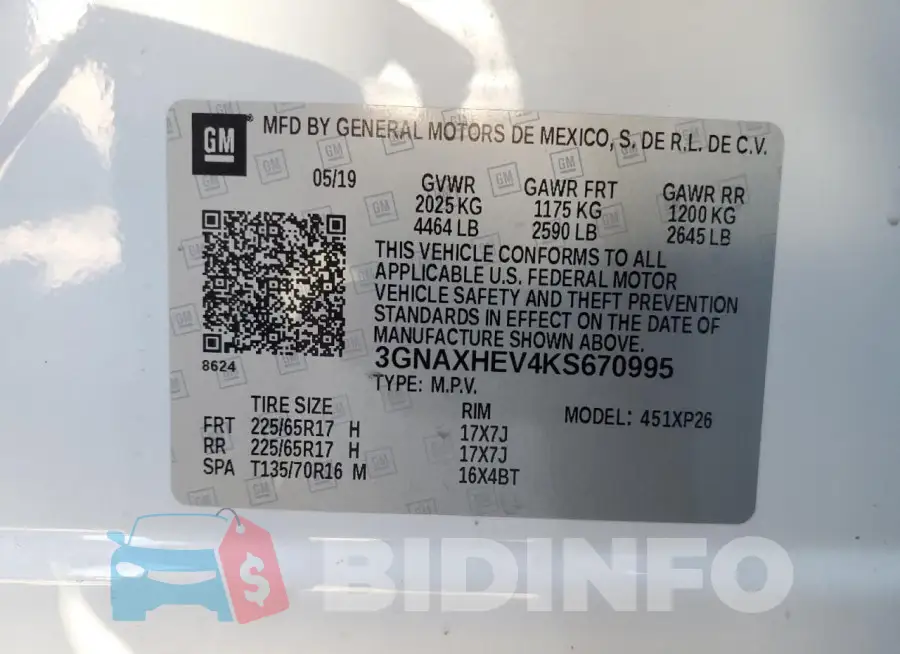 3GNAXHEV4KS670995 Photo# 13