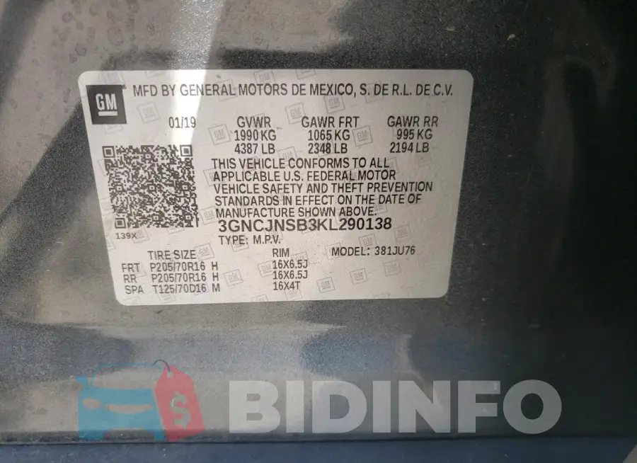 3GNCJNSB3KL290138 Photo# 13