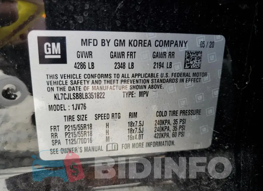 KL7CJLSB8LB351822 Photo# 12