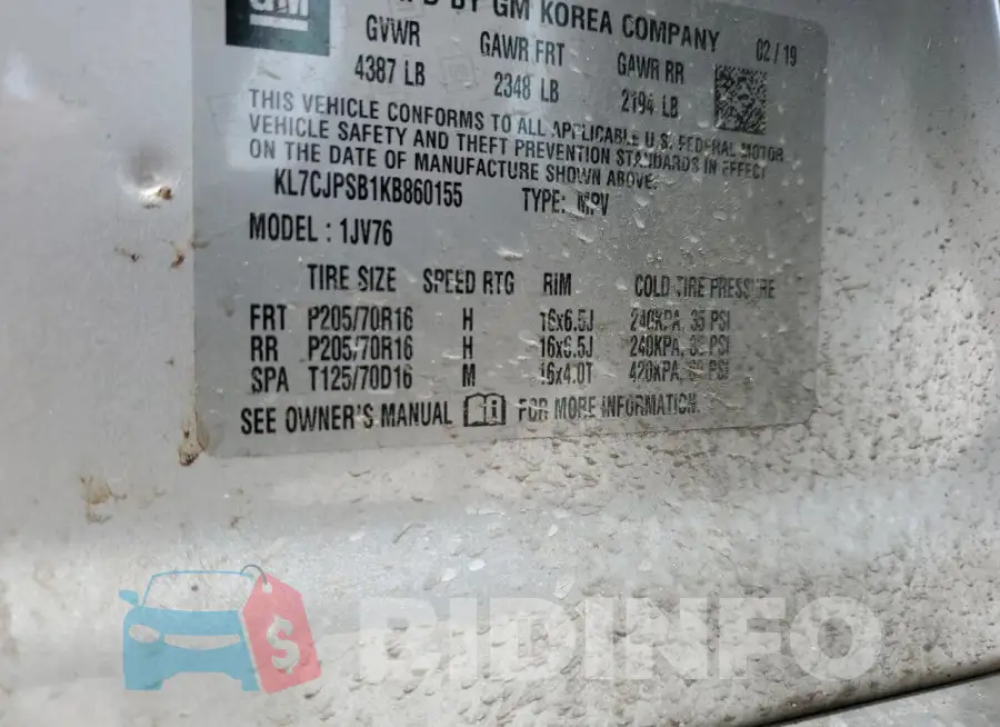 KL7CJPSB1KB860155 Photo# 13