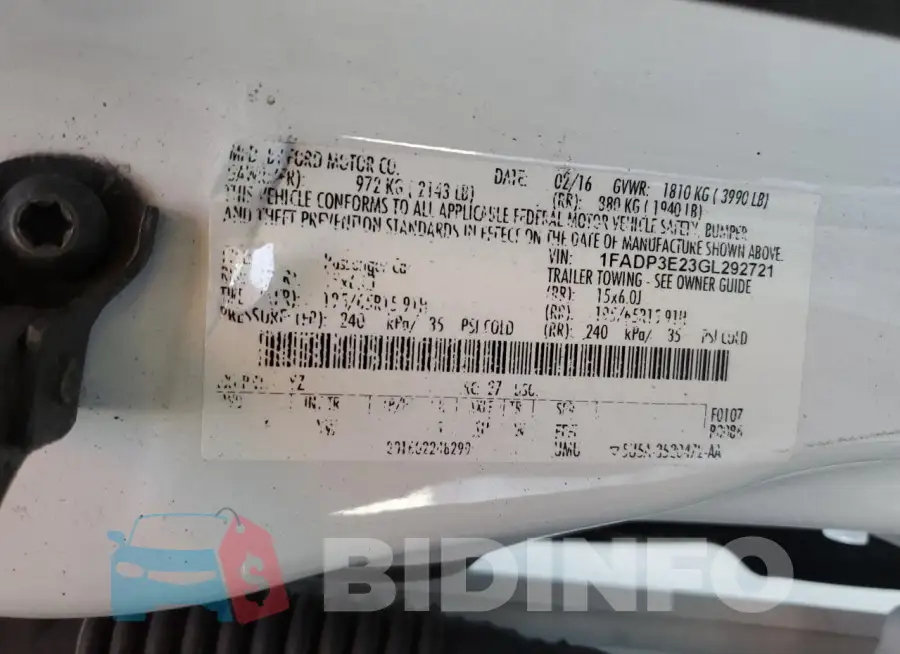 1FADP3E23GL292721 Photo# 13