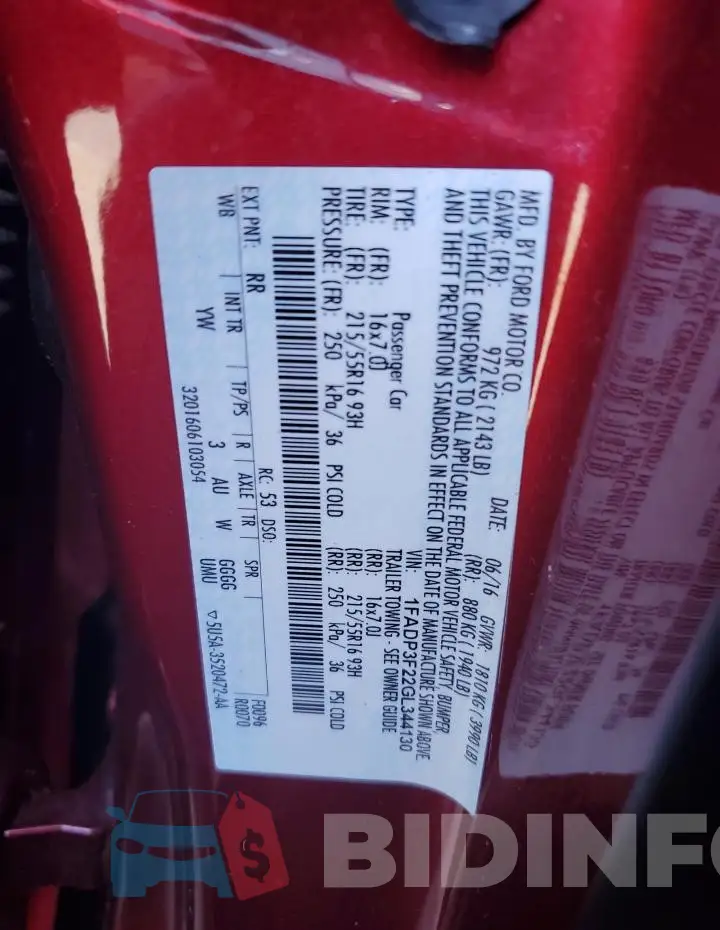 1FADP3F22GL344130 Photo# 12