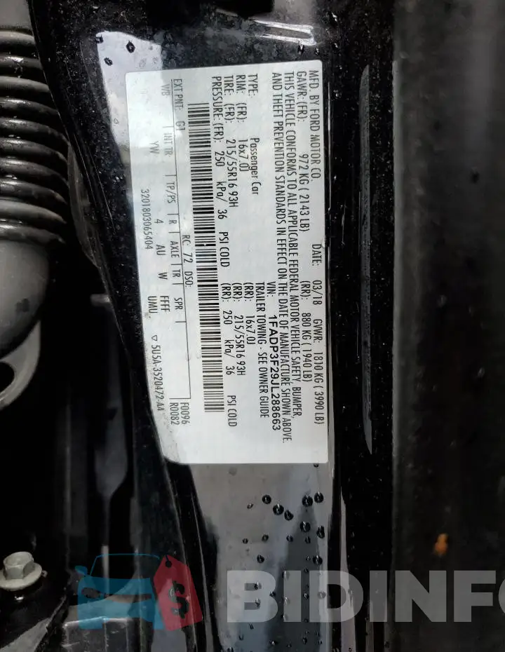 1FADP3F29JL288663 Photo# 12