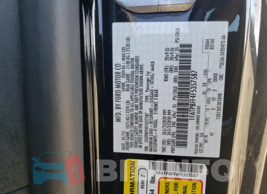 1FATP8FF4F5357587 Photo# 12