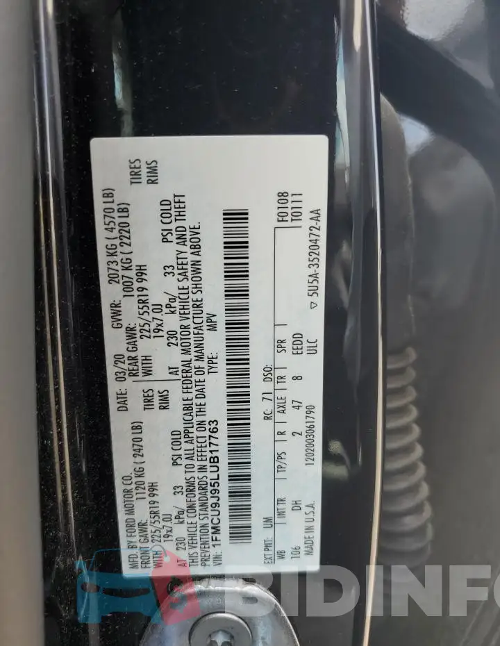 1FMCU9J95LUB17763 Photo# 12