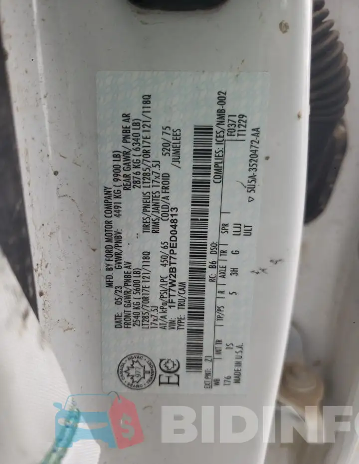 1FT7W2BT7PED04813 Photo# 12