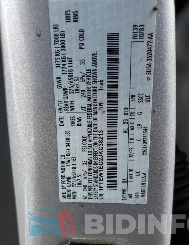 1FTEW1EG2JKC38213 Photo# 12