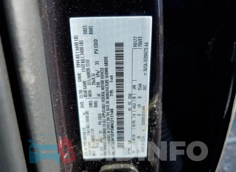 1FTEW1EP5MKD13149 Photo# 12