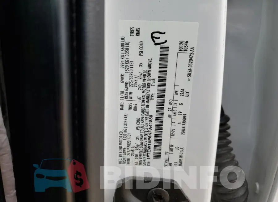 1FTEW1EP6KFA41880 Photo# 12