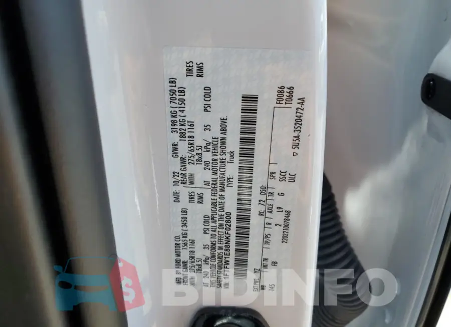 1FTFW1E88NKF02800 Photo# 12