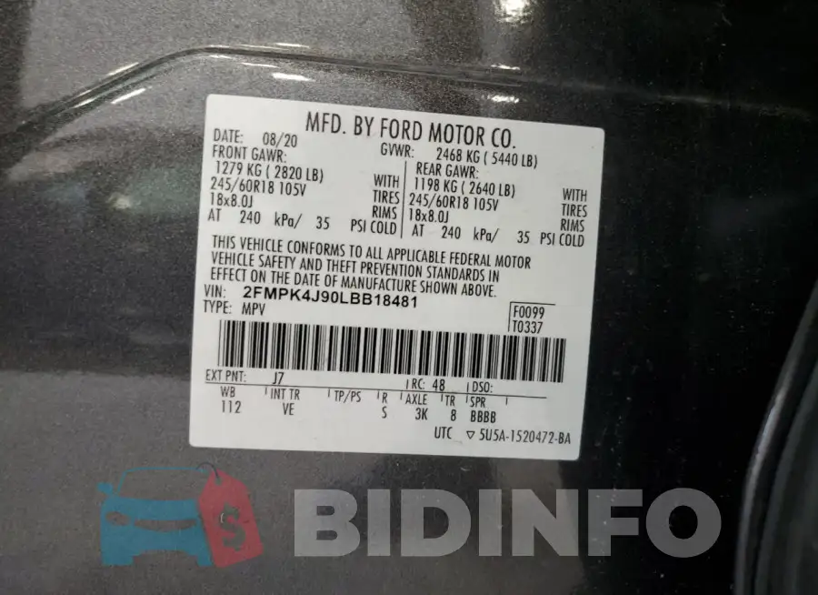 2FMPK4J90LBB18481 Photo# 14