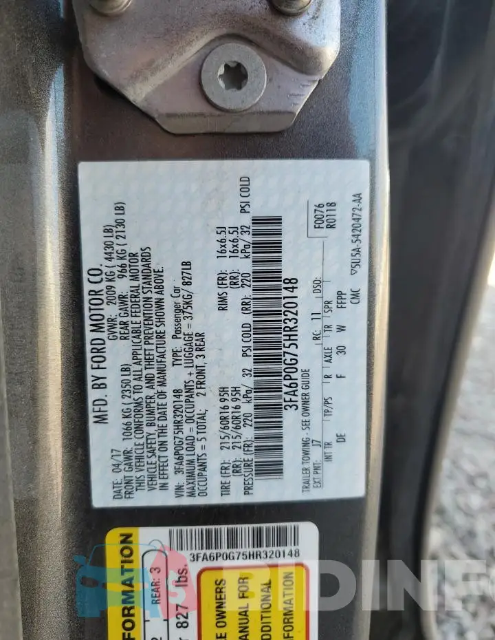 3FA6P0G75HR320148 Photo# 12
