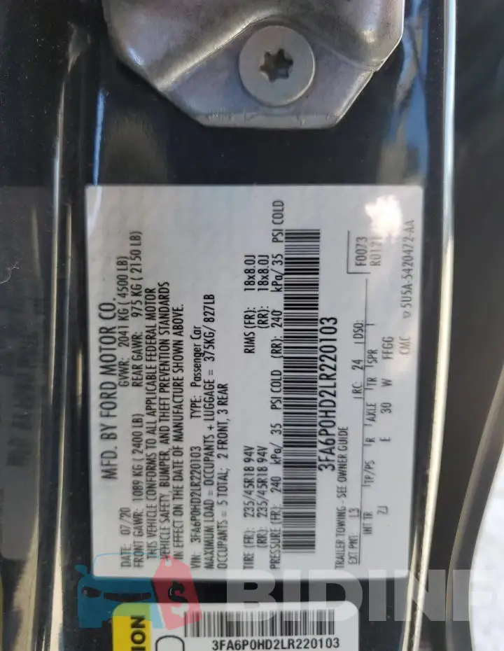 3FA6P0HD2LR220103 Photo# 13