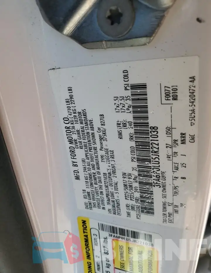 3FA6P0LU5JR221038 Photo# 12