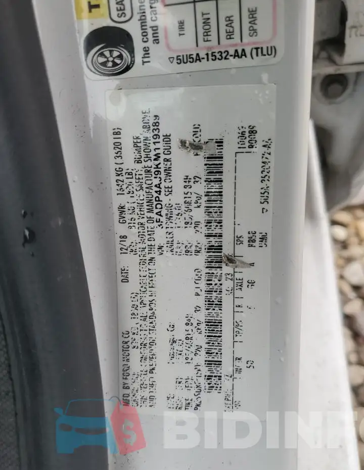 3FADP4AJ9KM119389 Photo# 13