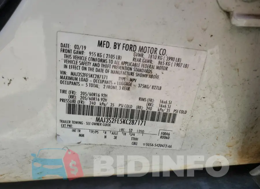 MAJ3S2FE5KC287171 Photo# 12
