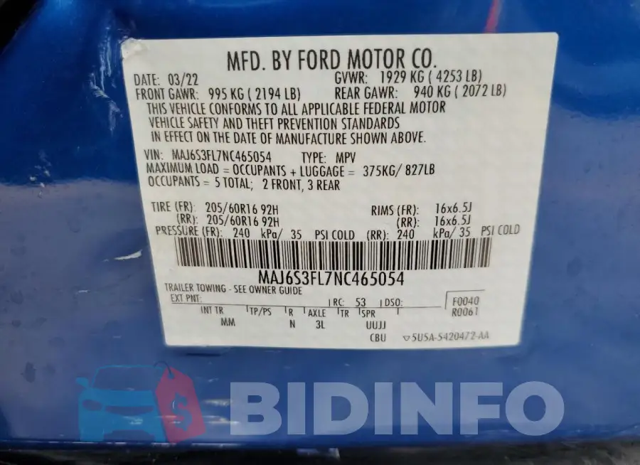 MAJ6S3FL7NC465054 Photo# 13