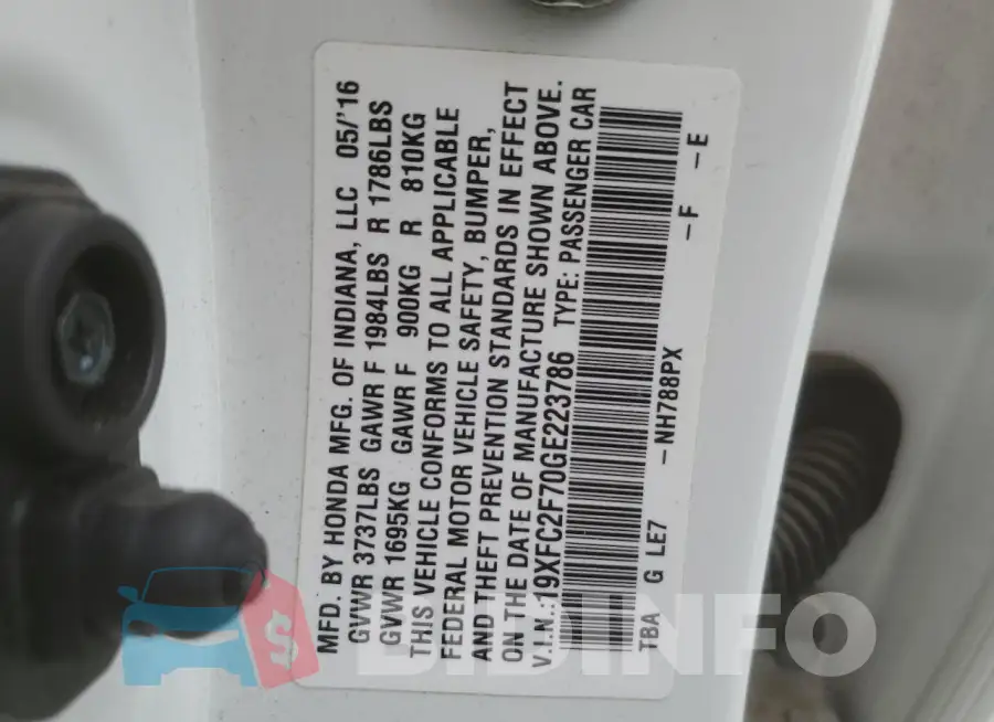 19XFC2F70GE223786 Photo# 12