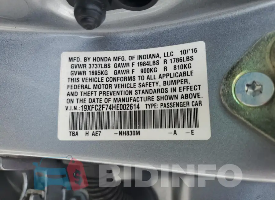 19XFC2F74HE002614 Photo# 12
