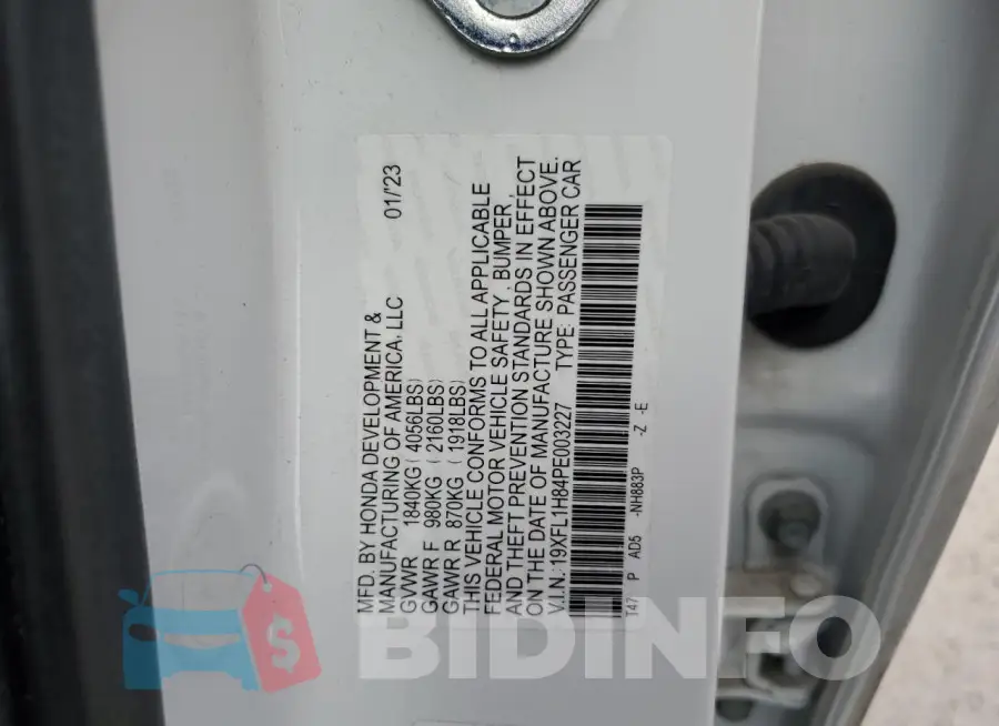 19XFL1H84PE003227 Photo# 12