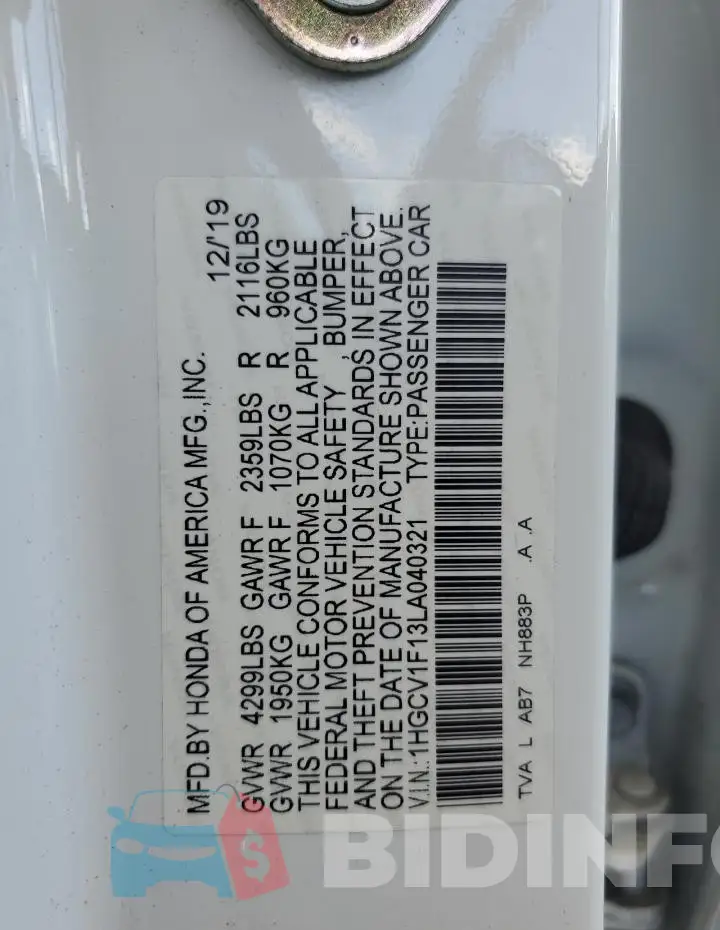 1HGCV1F13LA040321 Photo# 12