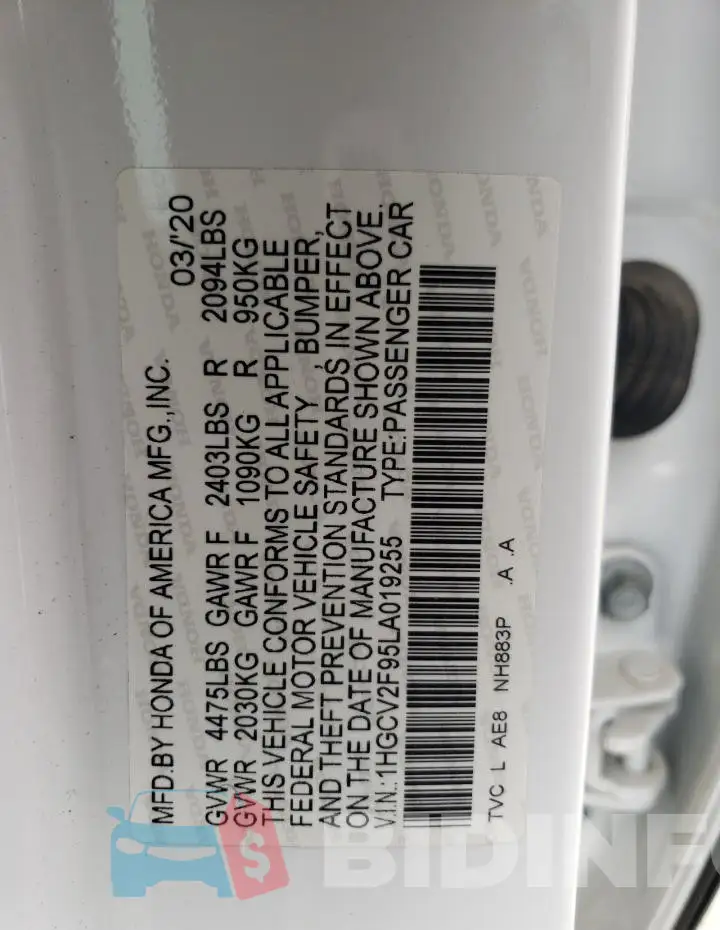 1HGCV2F95LA019255 Photo# 13