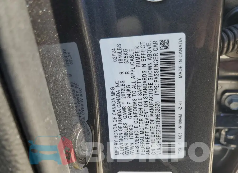 2HGFE2F57RH552826 Photo# 13