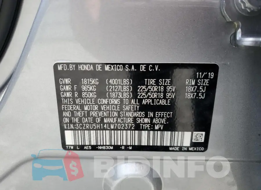 3CZRU5H14LM702372 Photo# 13