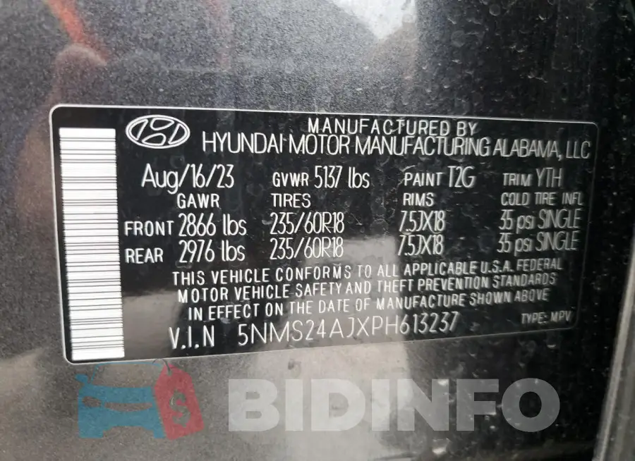 5NMS24AJXPH613237 Photo# 13