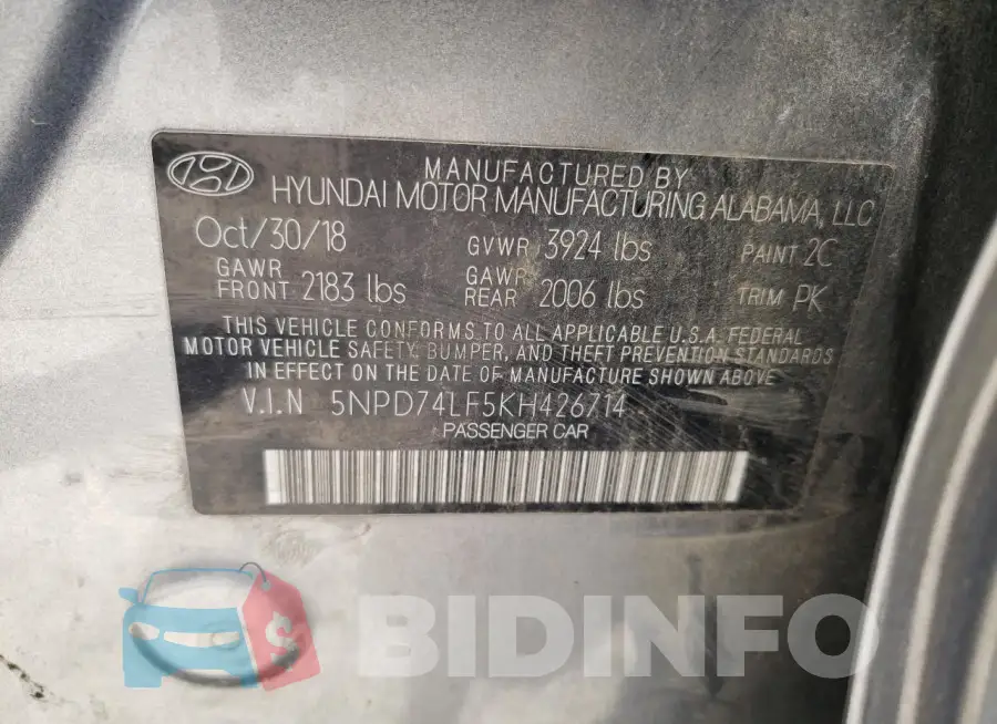 5NPD74LF5KH426714 Photo# 13